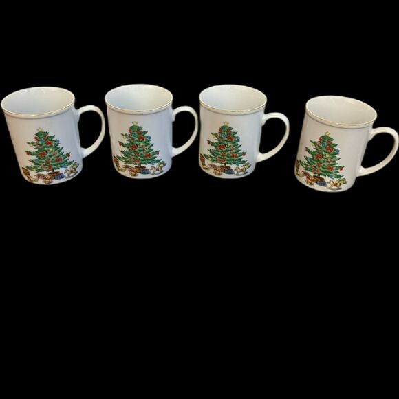 Vintage Holiday Hostess Christmas Tree Mugs set of 4 In Original Box - Picture 1 of 15